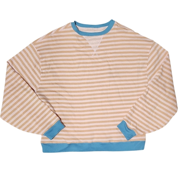 We The Free By Free People Classic Crew Neck Sweater Latte Combo Womens XS - Picture 3 of 11